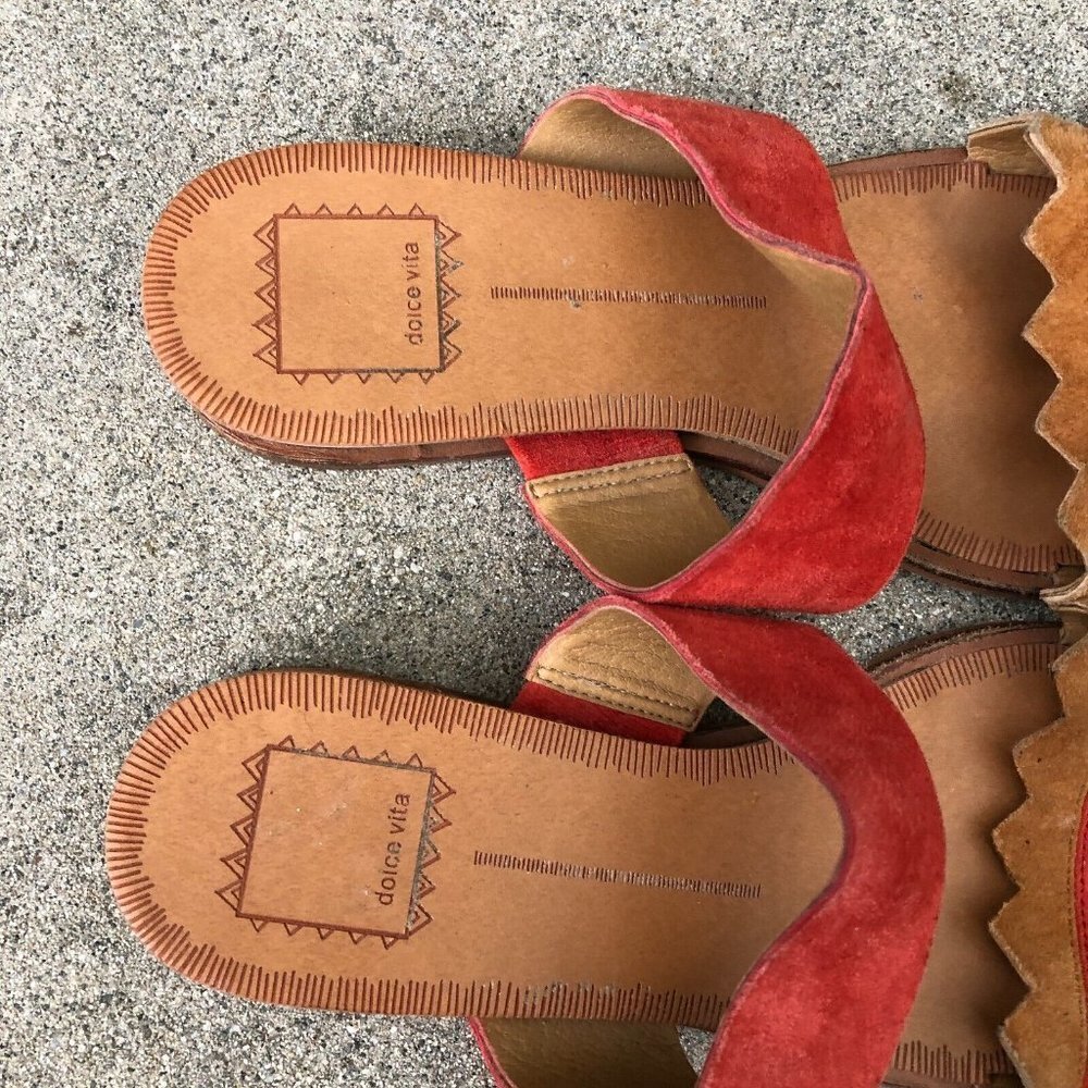 DOLCE VITA Slides Sandals Size 7 Vegan Leather Orange Shoes Womens​​​​​​ - Picture 6 of 6
